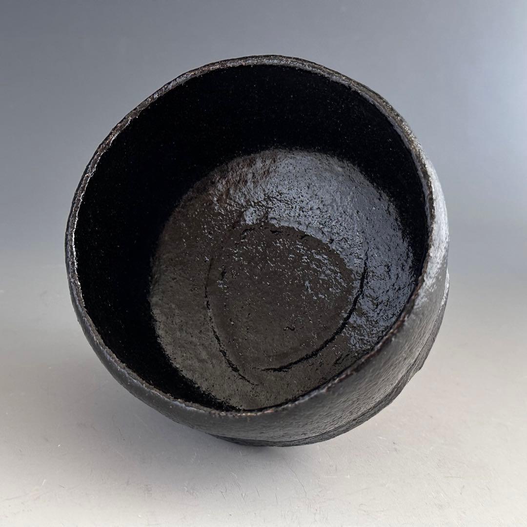 茶道具　黒楽　茶碗　二代　小川長楽　共箱　古希記念　楽焼　京都　濃茶　茶会　茶事