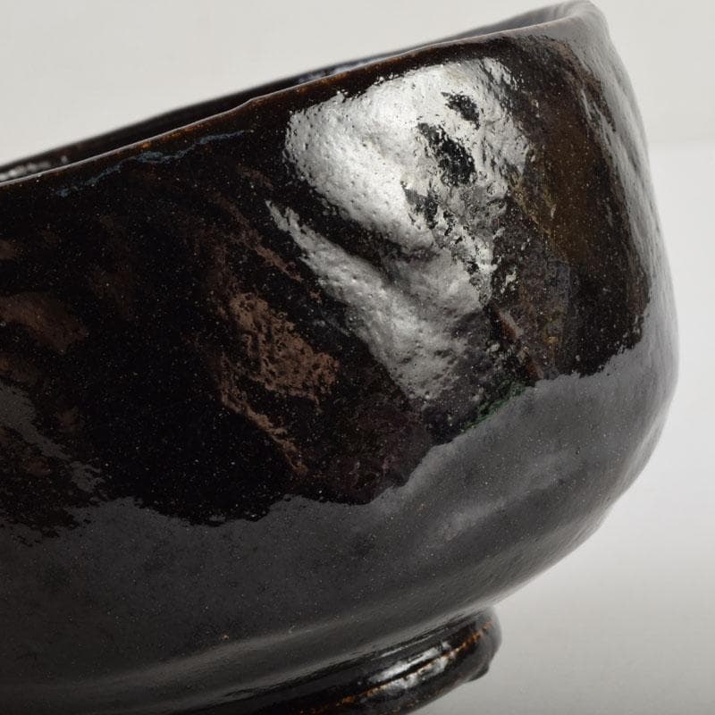 茶道具　八事窯　一休庵　中村道年造　黒楽茶碗　共箱　C　8879