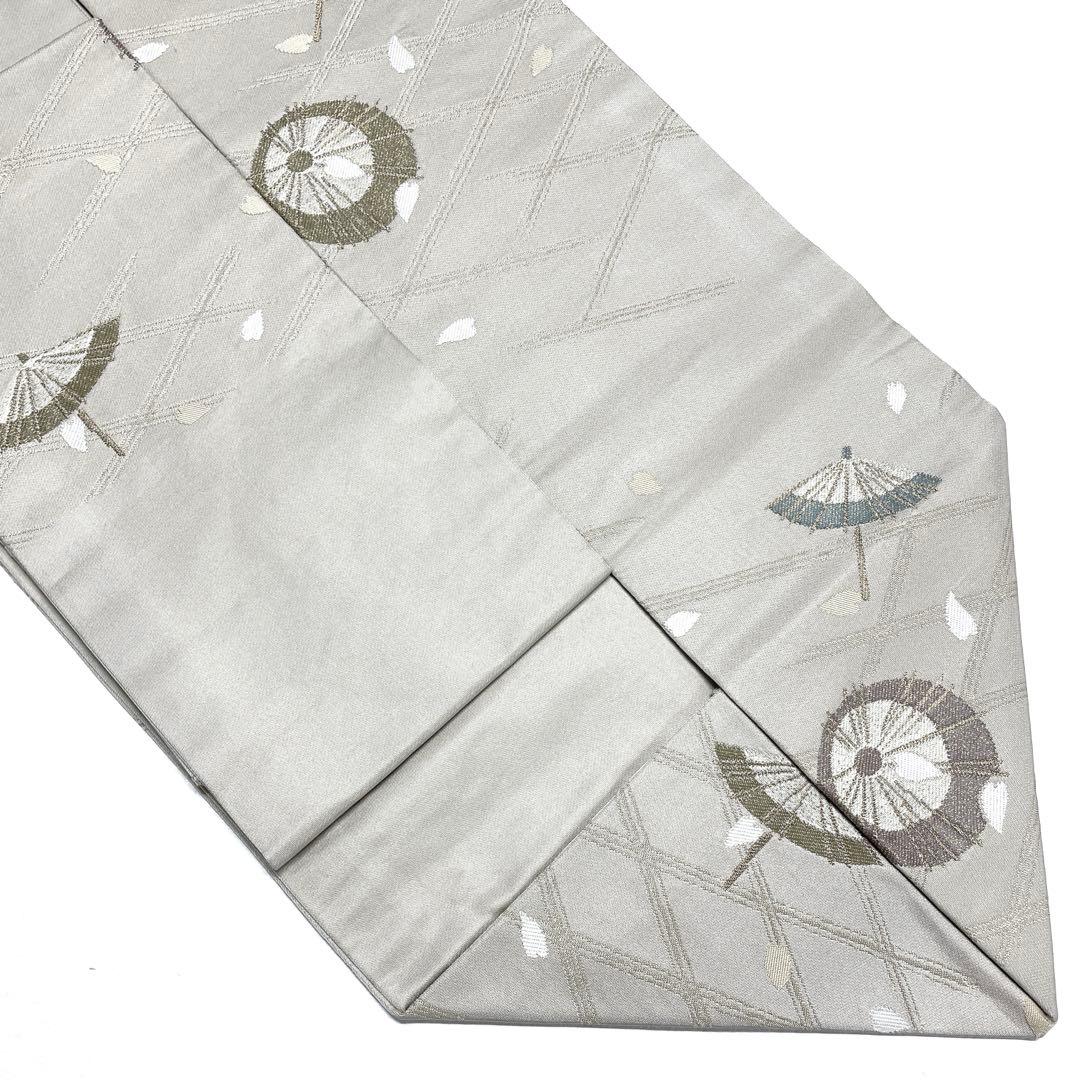 専用帯6031 ●歌舞伎役者 坂東三津五郎 高級 正絹 名古屋仕立て名古屋帯番傘