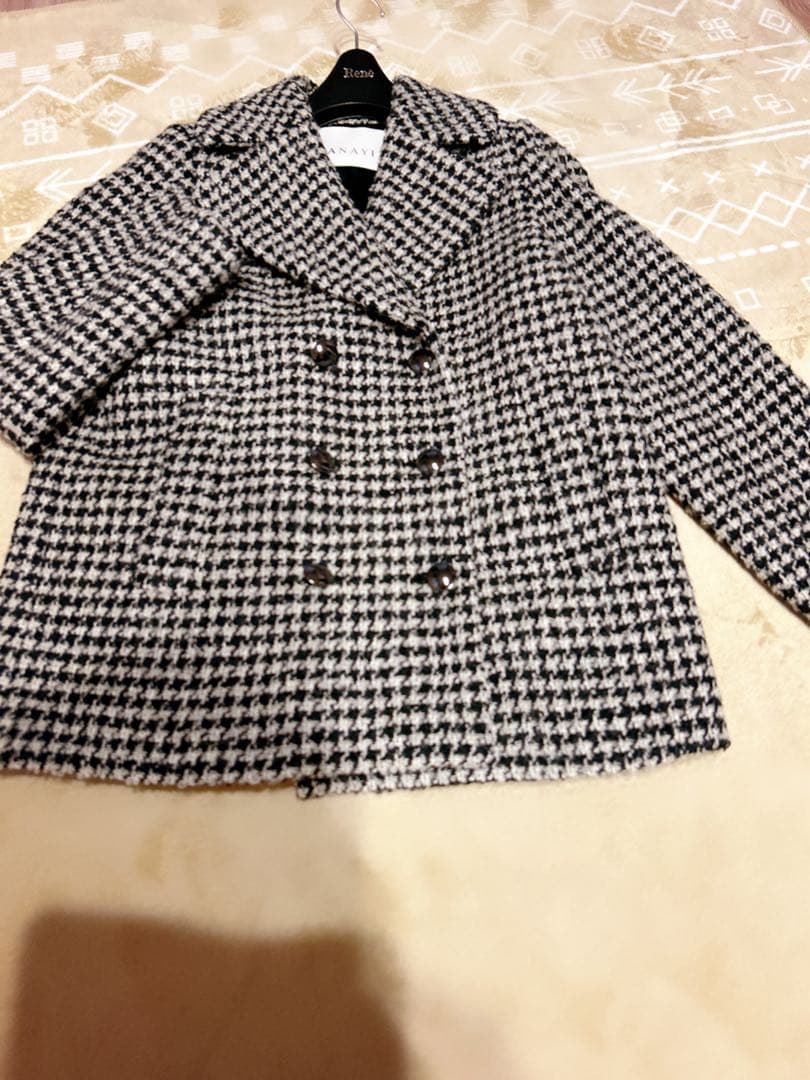 アナイ現行品【新品未使用タグ付き】ループ千鳥ツイードPコート34
