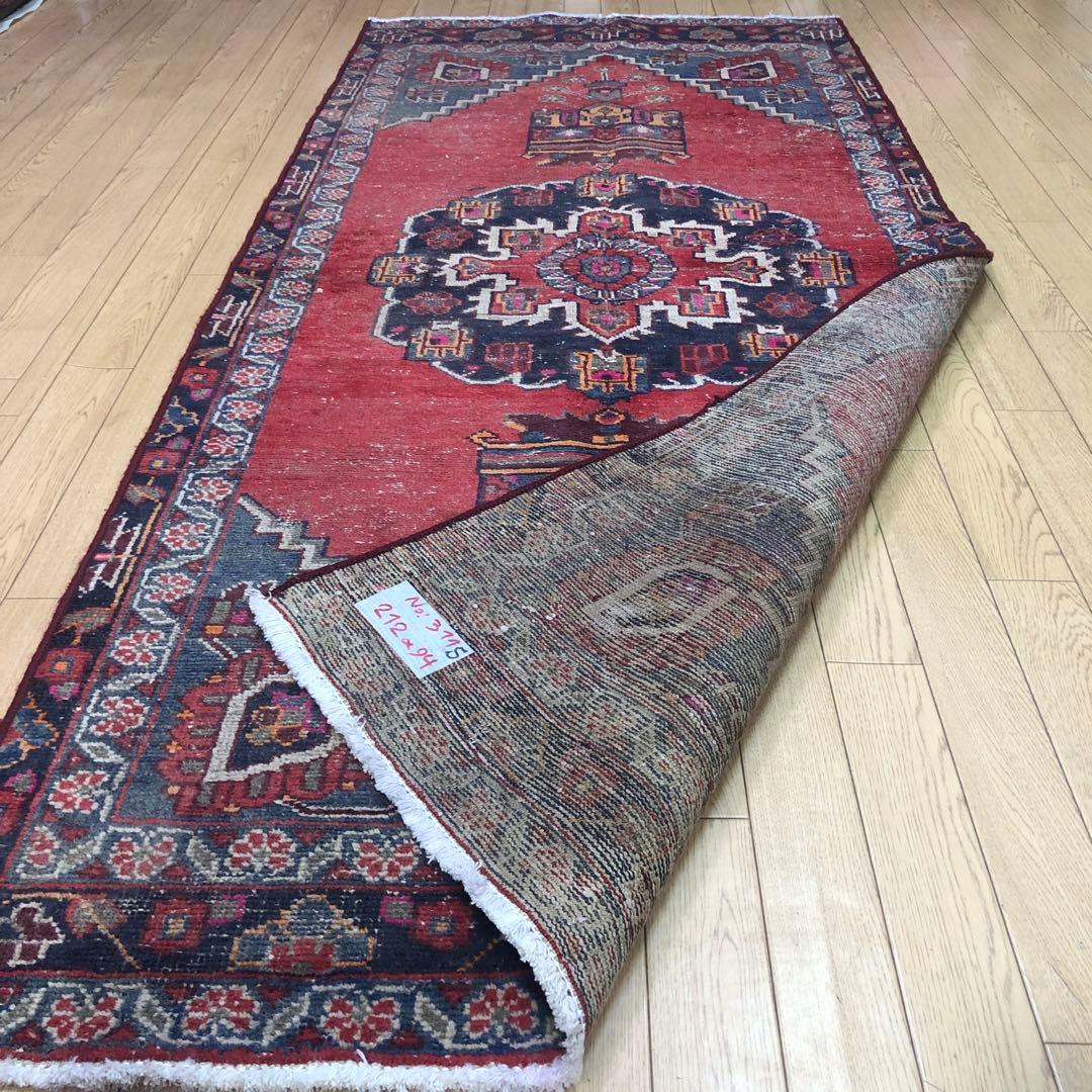 ペルシャ絨毯 ヴィンテージラグ 214×49cm 手織り オールドpersia