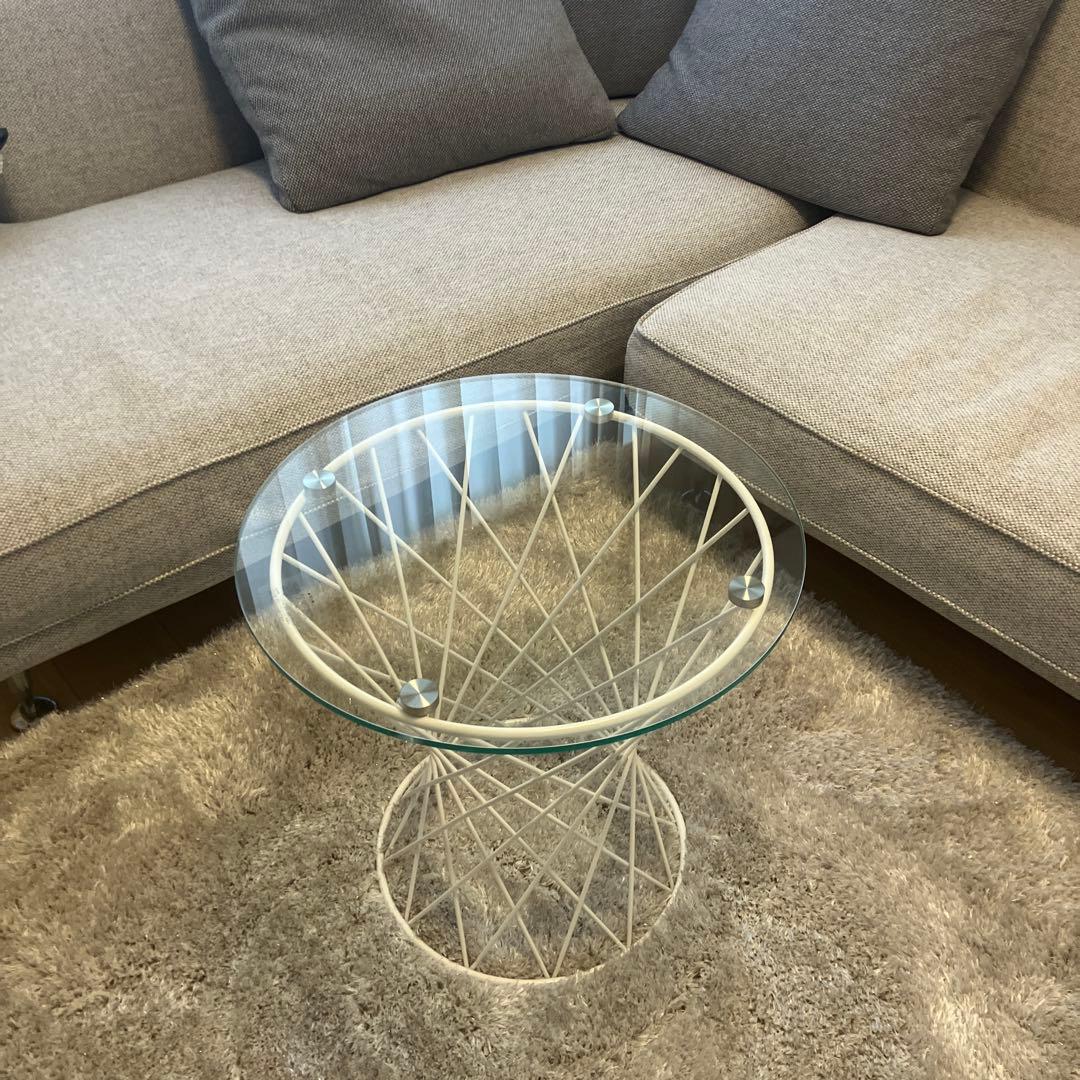 Franc Franc マーリアサイドテーブル (クリア×ホワイト)