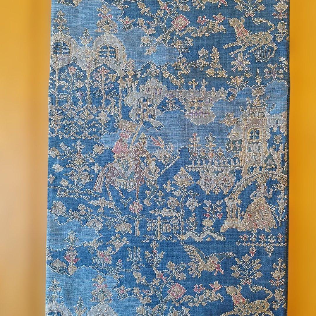 メルヘンなブルーの袋帯(青・六通)