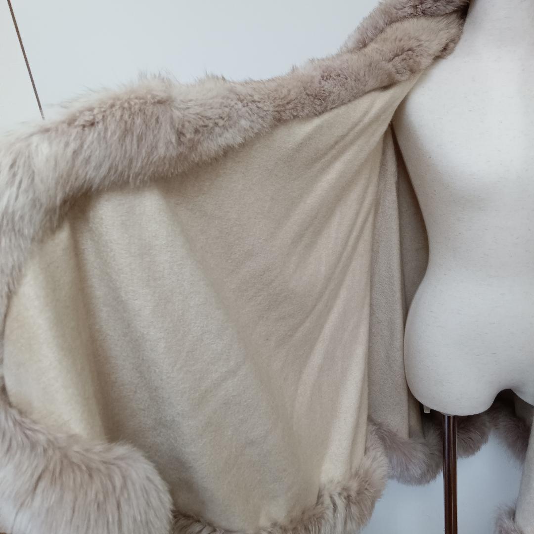 PIACENZA リアルファー ケープ クローク ブルーフォックス 毛皮