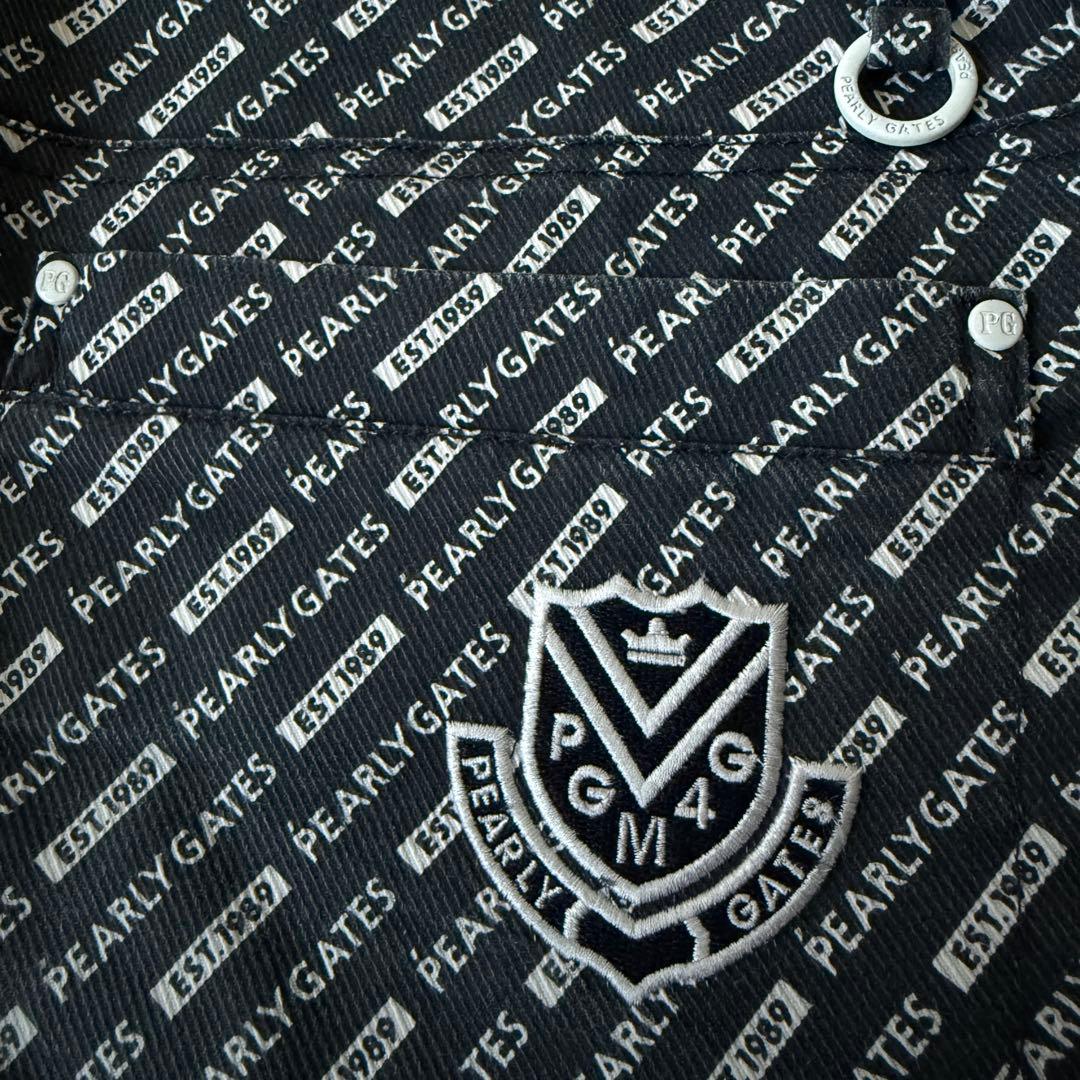 パーリーゲイツ　パンツ　総柄　L〜XL相当　紺　ネイビー　白　コットン素材　5