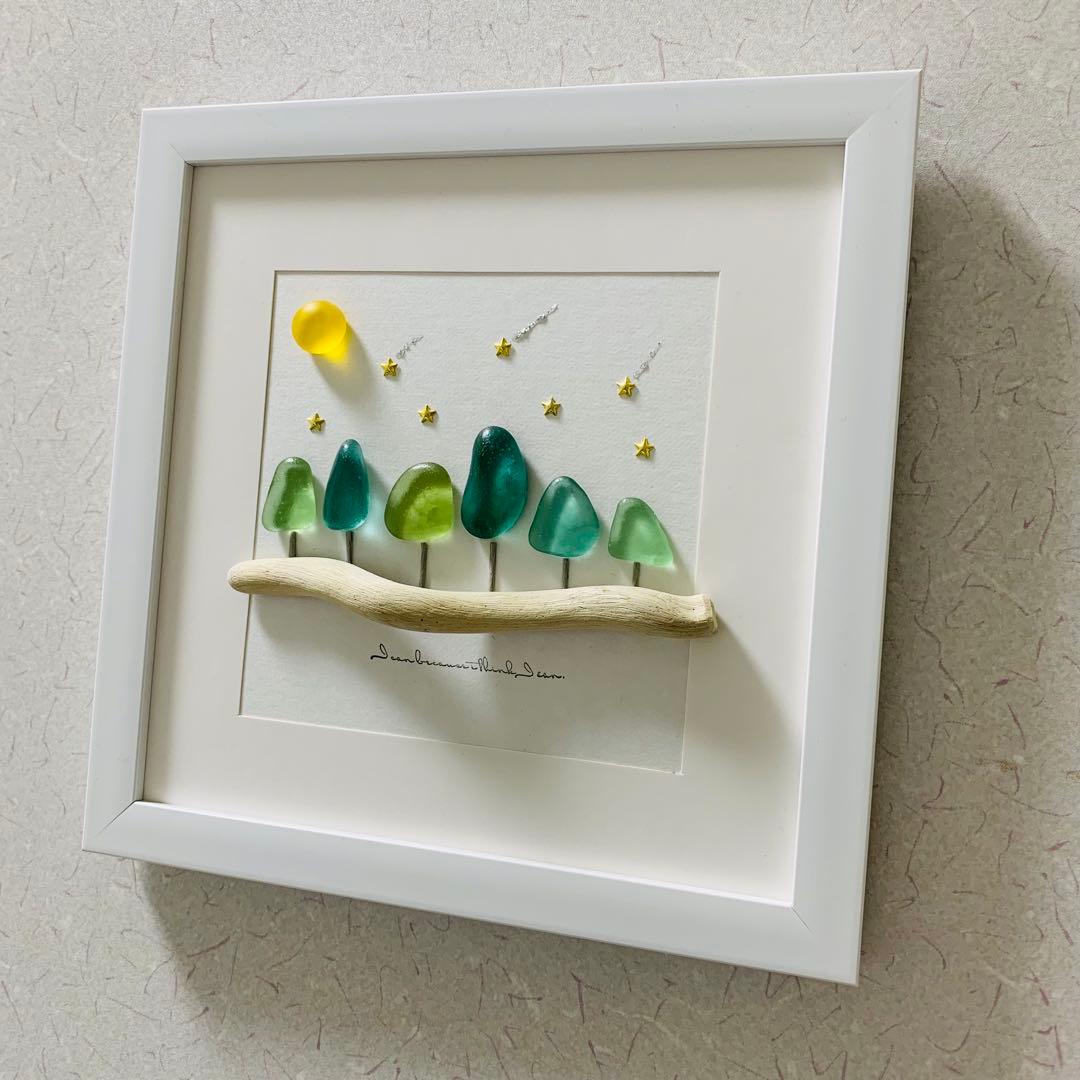 シーグラスアート インテリア雑貨 壁掛け 置物 北欧 観葉植物