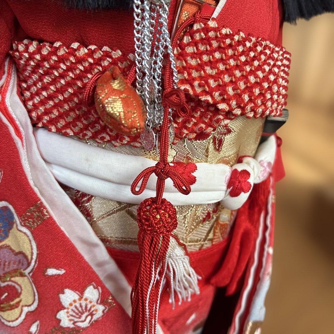 市松人形 赤い花柄　［松乾斎東光作］