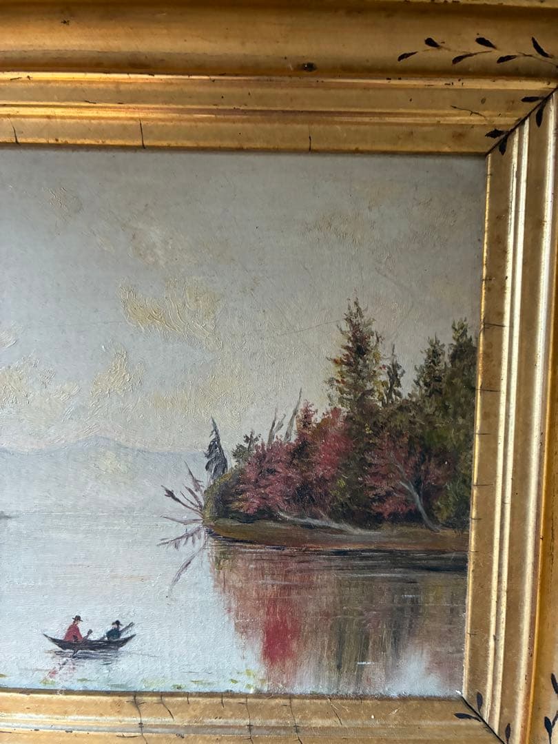 アンティーク　絵画　油絵　額付き　インテリア　装飾　1800年代　アメリカ