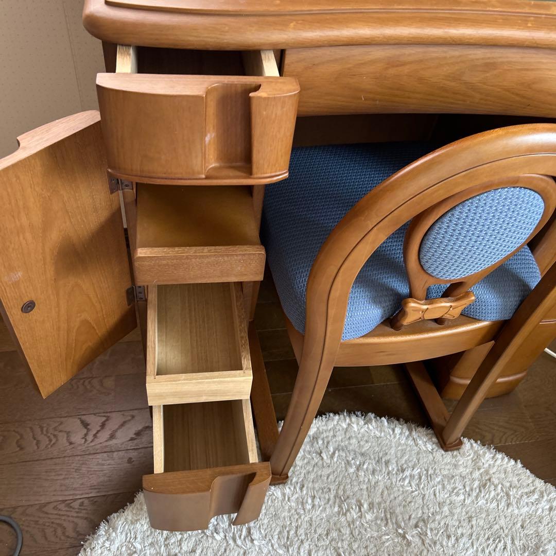 鏡台　高級三面鏡　オーク　隠し扉　フランスミラー　　椅子別売り