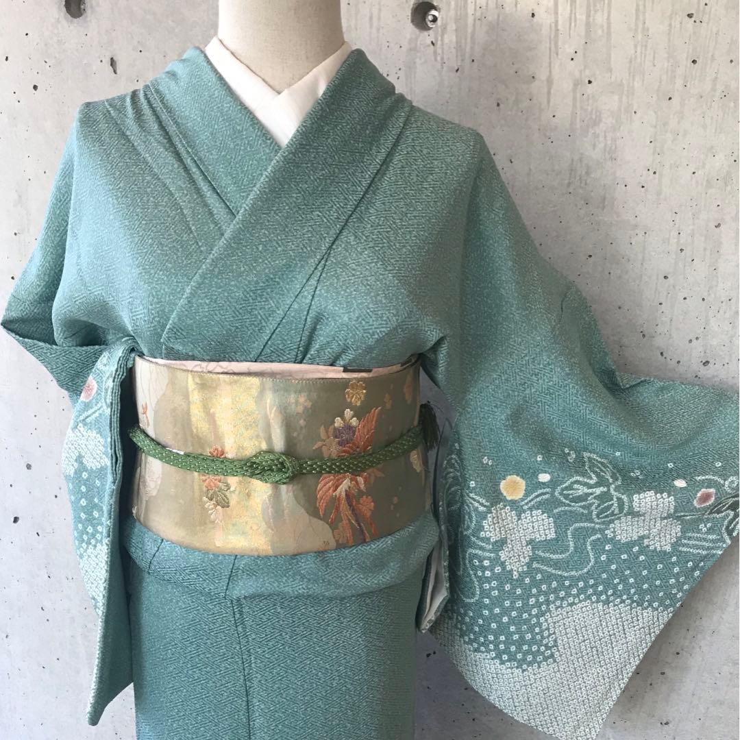 正絹　上質な訪問着　絞り柄　袷