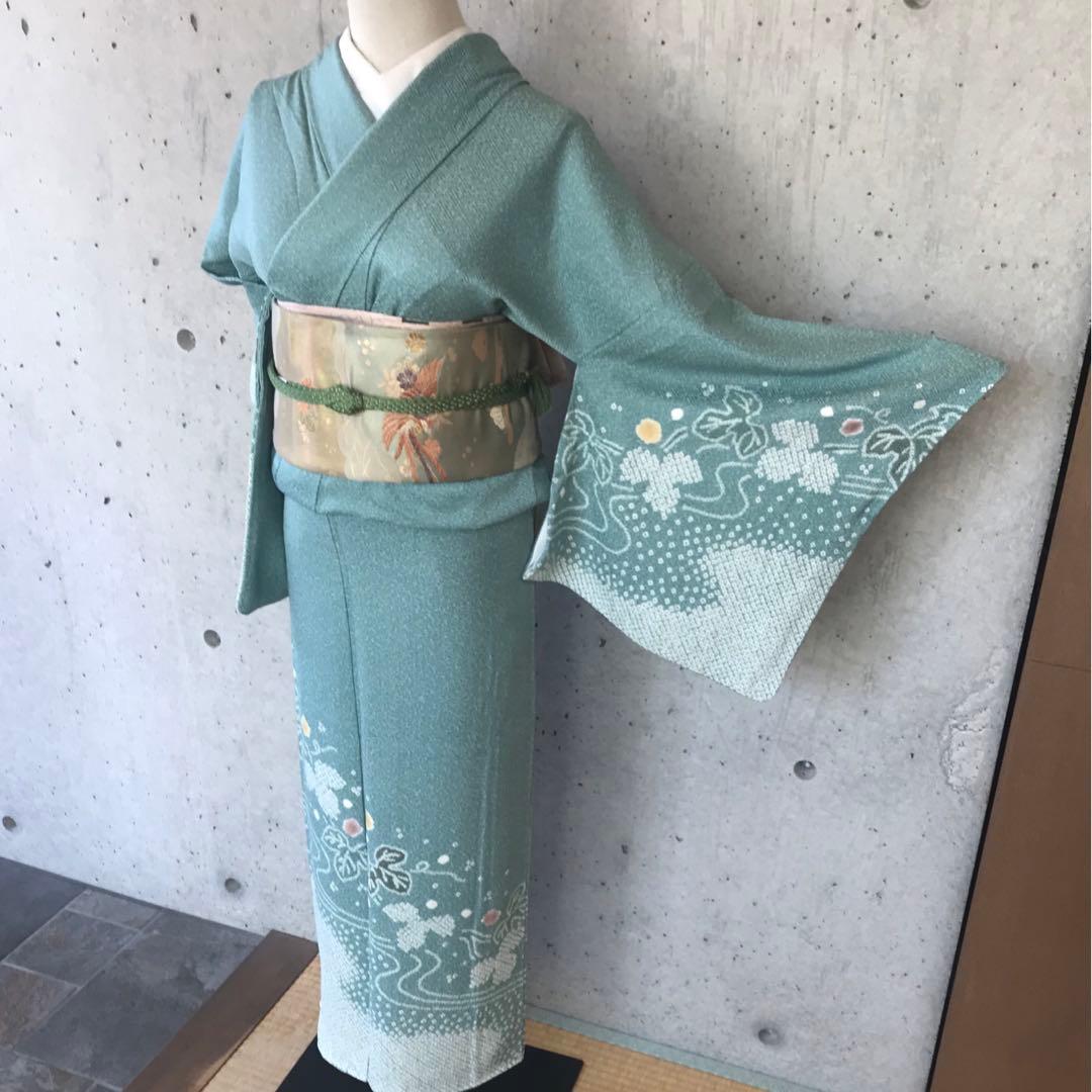 正絹　上質な訪問着　絞り柄　袷