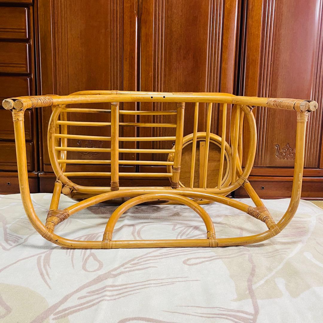 籐家具 サイドテーブル付き ラタンチェア レトロ