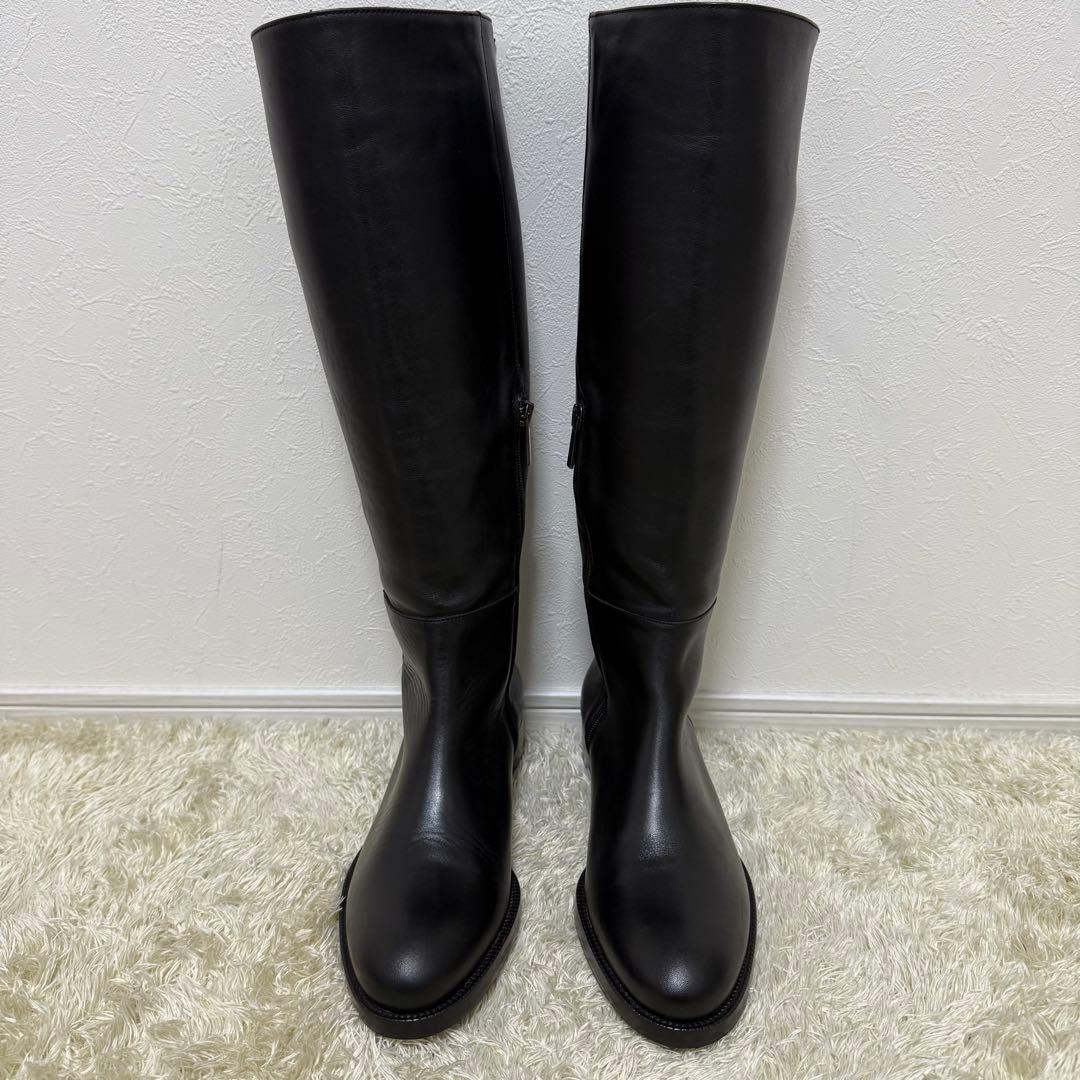 美品✨ REMME ロングブーツ　サイドジップ　サイドゴア　ブラック　レザー