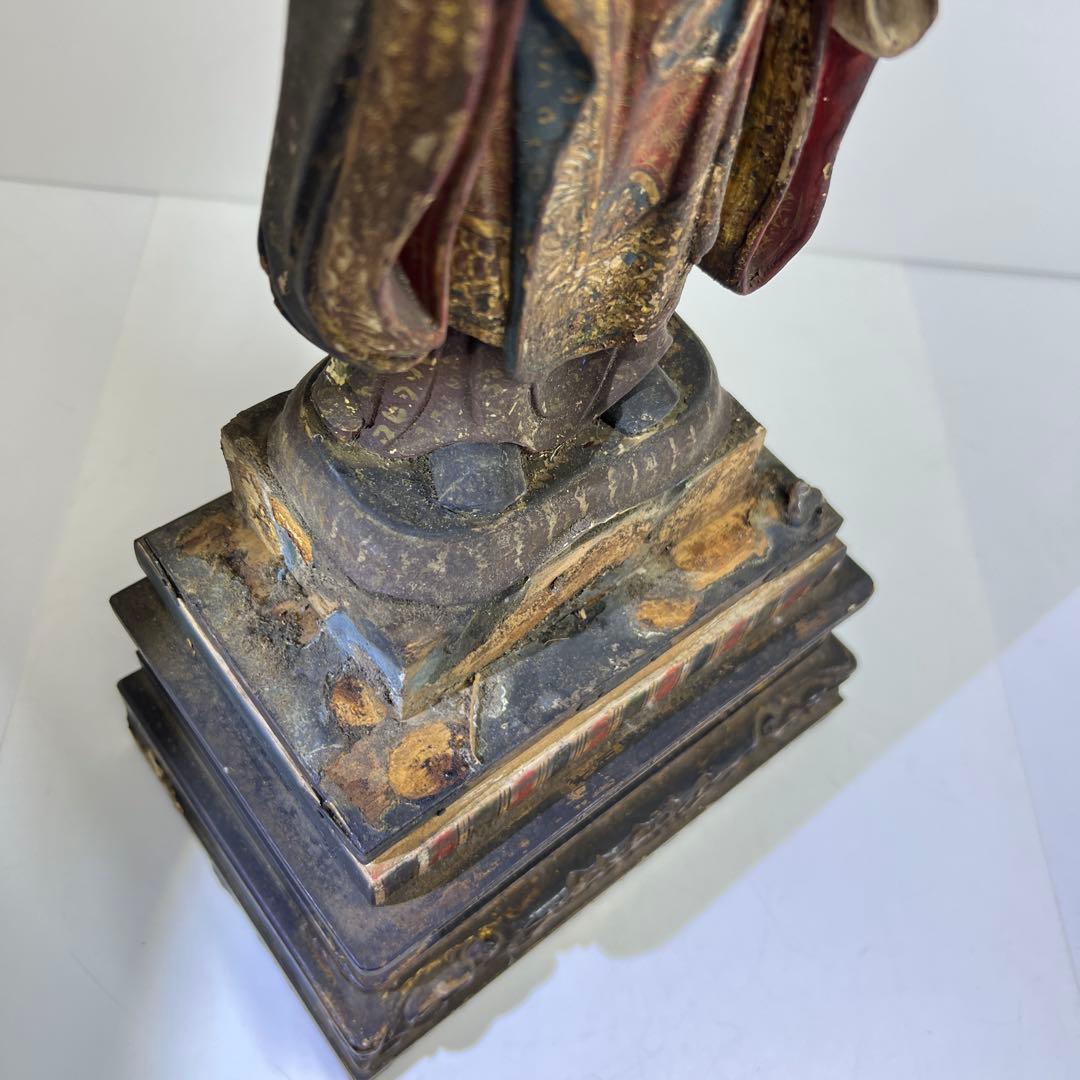 専用桃山~江戸初期木彫鬼子母神玉眼仏像高さ約49㎝　東Y8-0203☆2Fトトチ