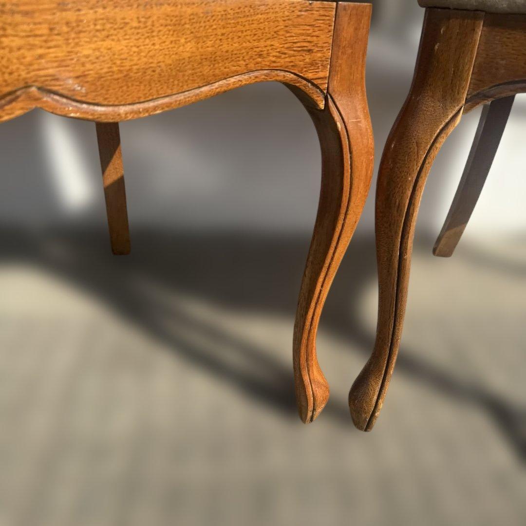 木製ラタンバックダイニングチェア 猫脚