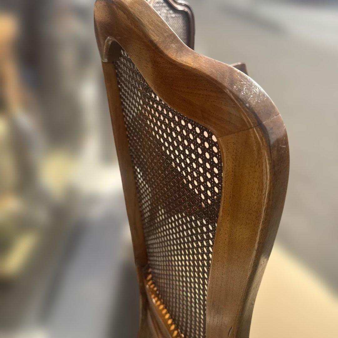 木製ラタンバックダイニングチェア 猫脚