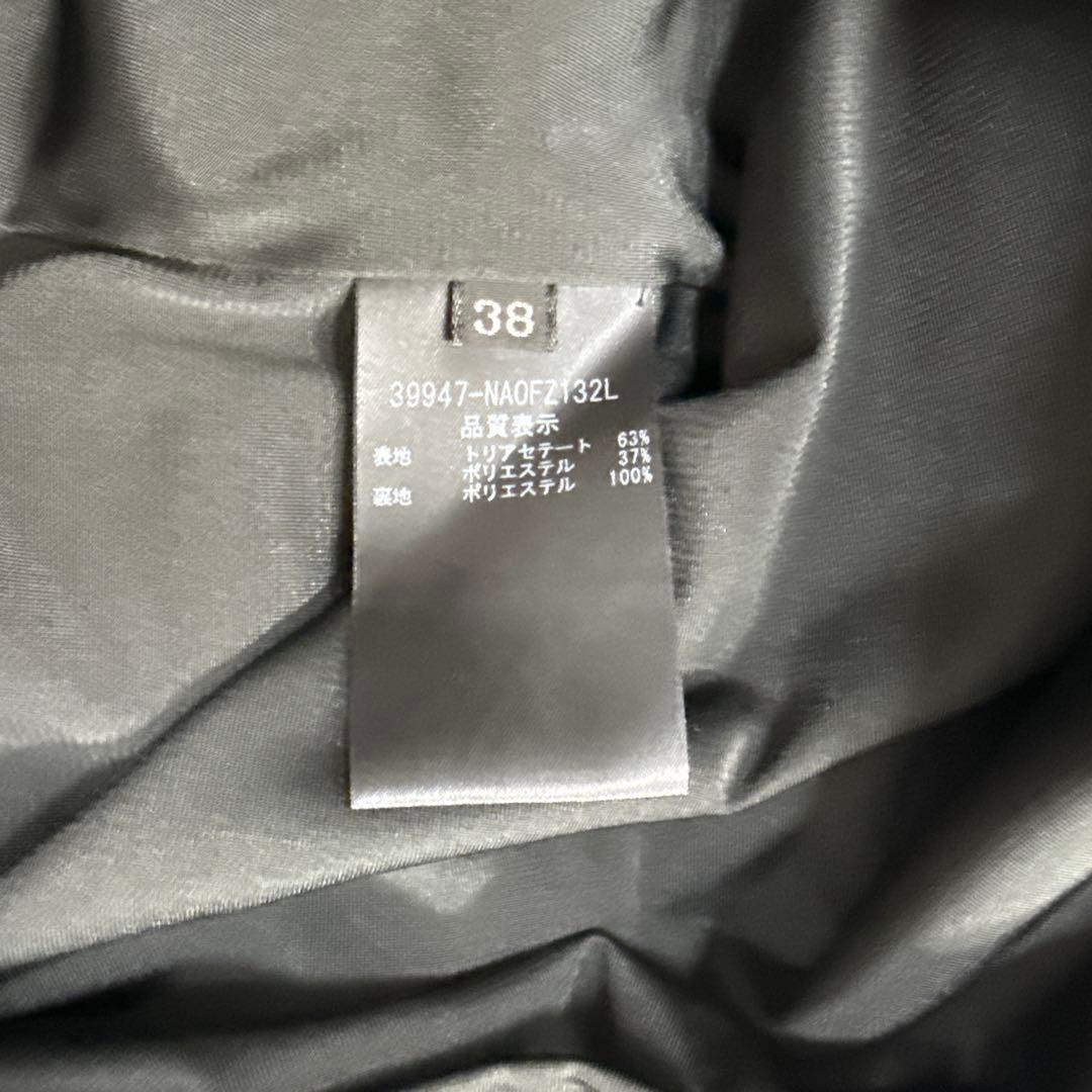 未使用級✨フォクシー リネンフェイスワンピースドレス ティアード ネイビー 38