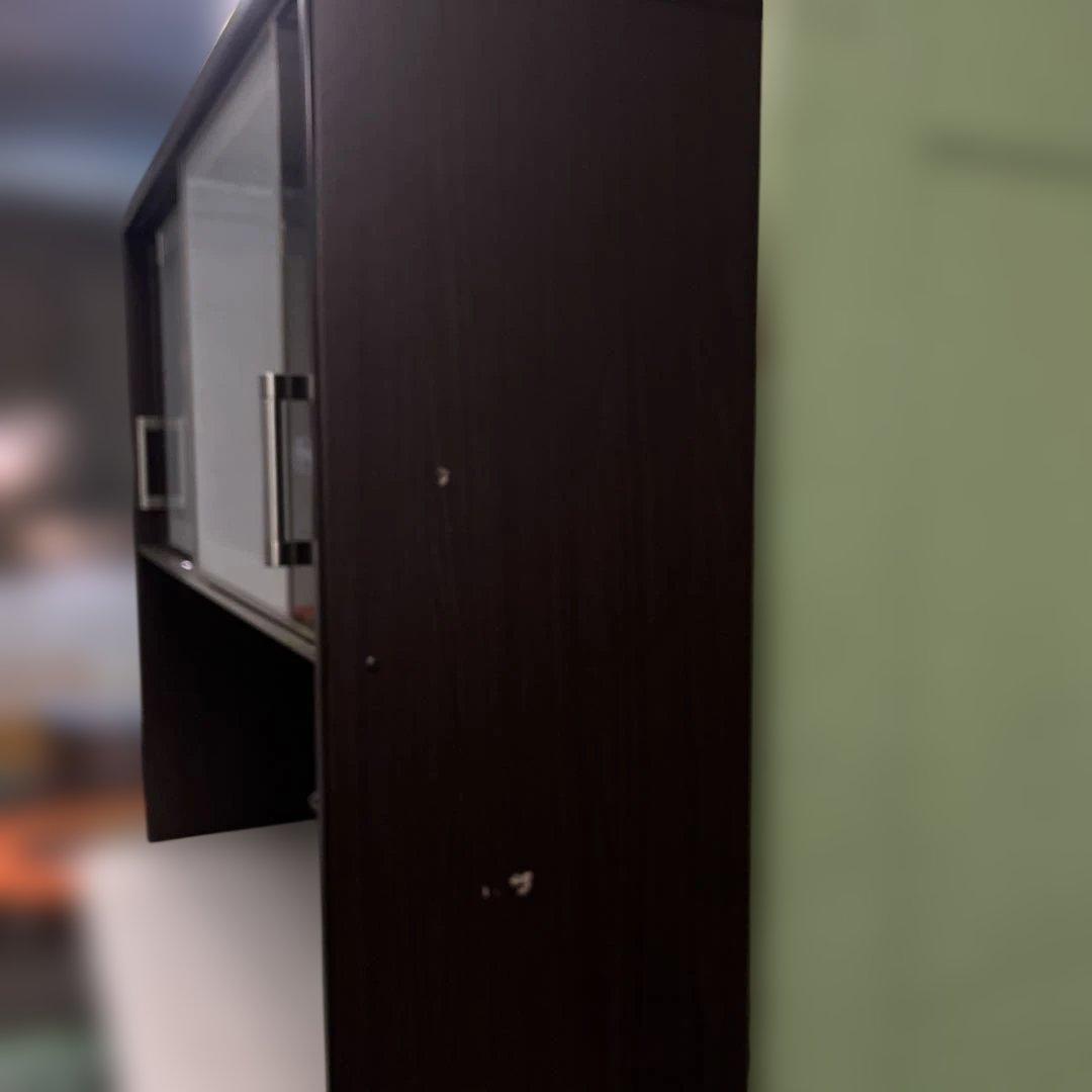 ニトリ 木製食器棚 ダークブラウン ガラス扉付き インテリア 家具