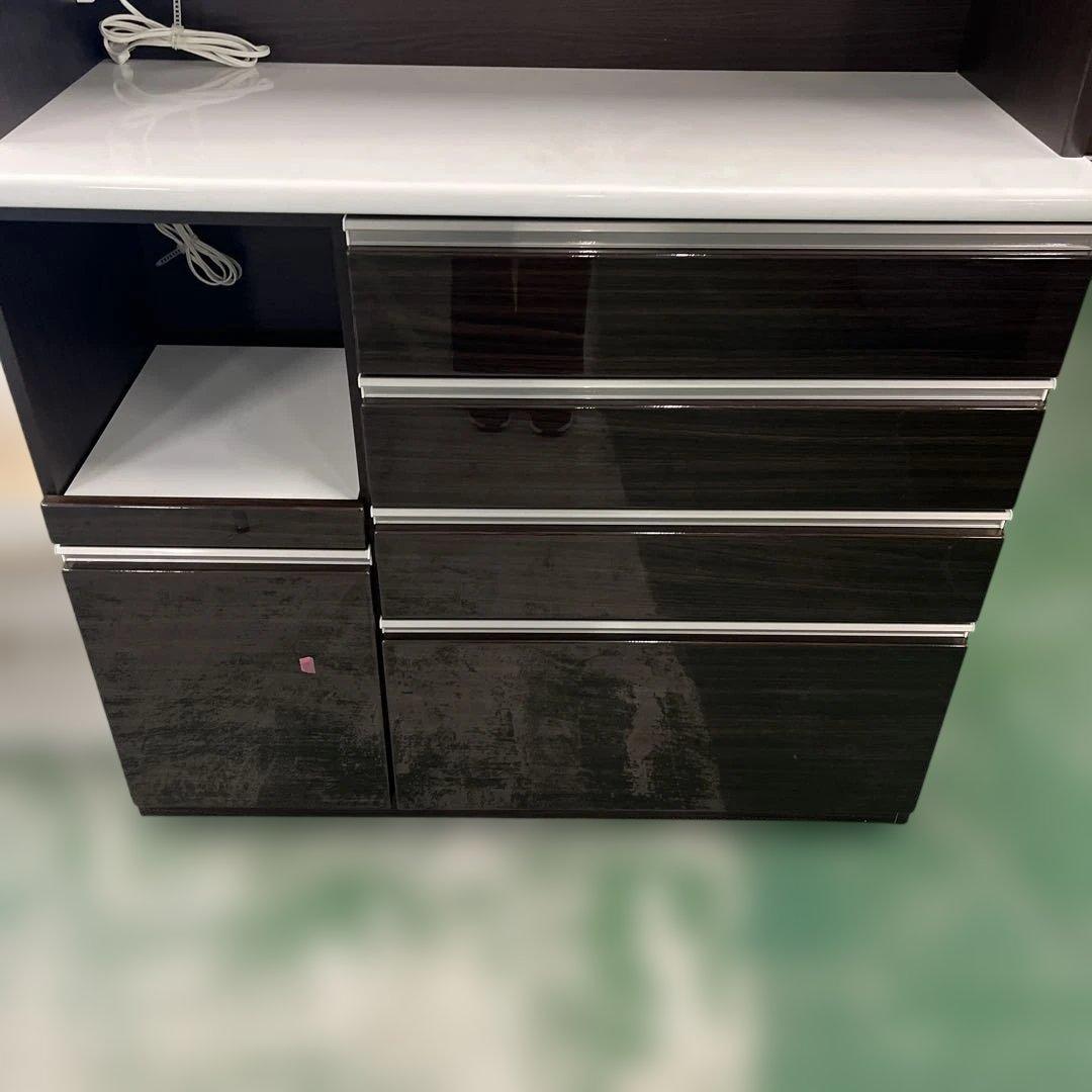 ニトリ 木製食器棚 ダークブラウン ガラス扉付き インテリア 家具