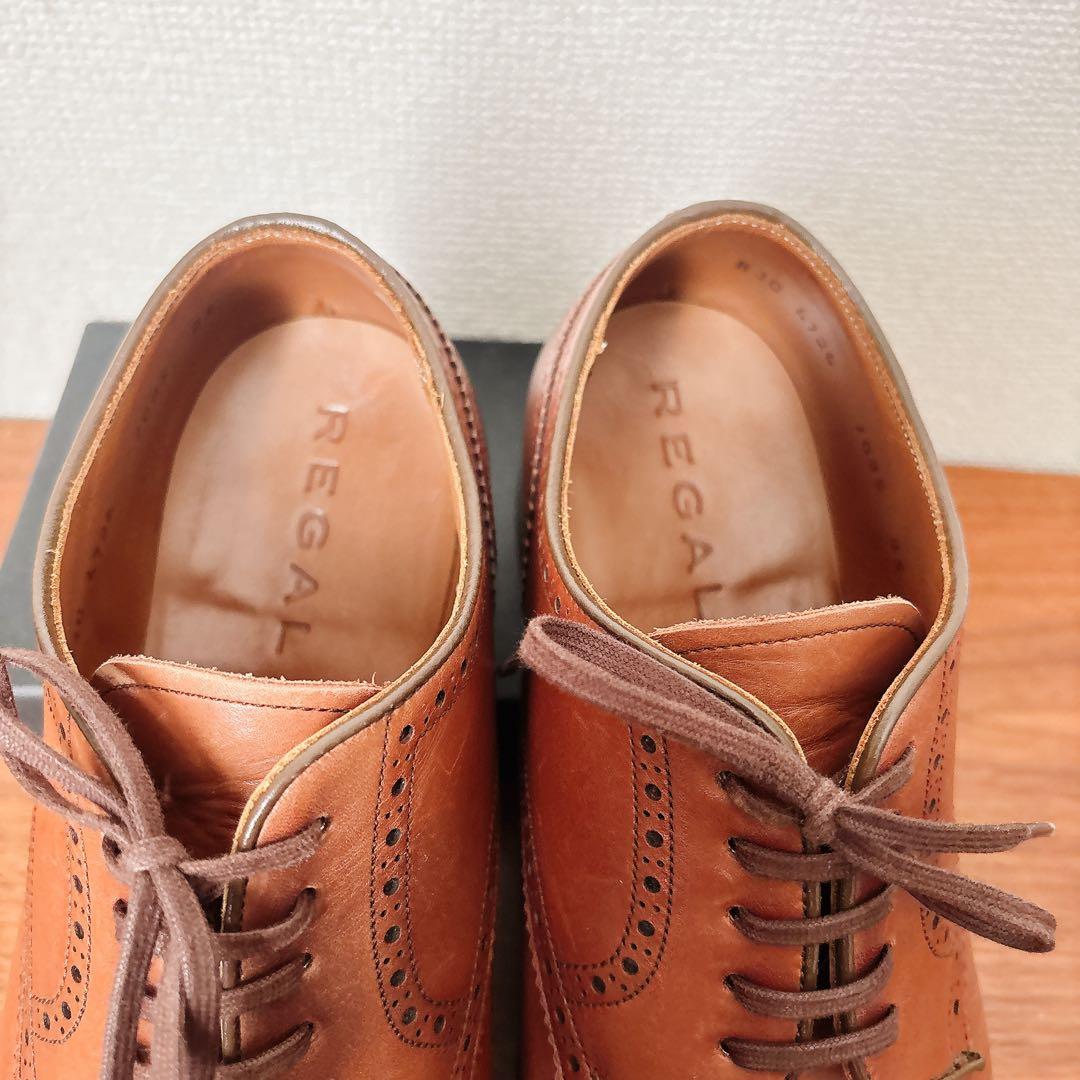 美品 REGAL 外羽根 メダリオン ストレートチップ ブラウン 25㎝