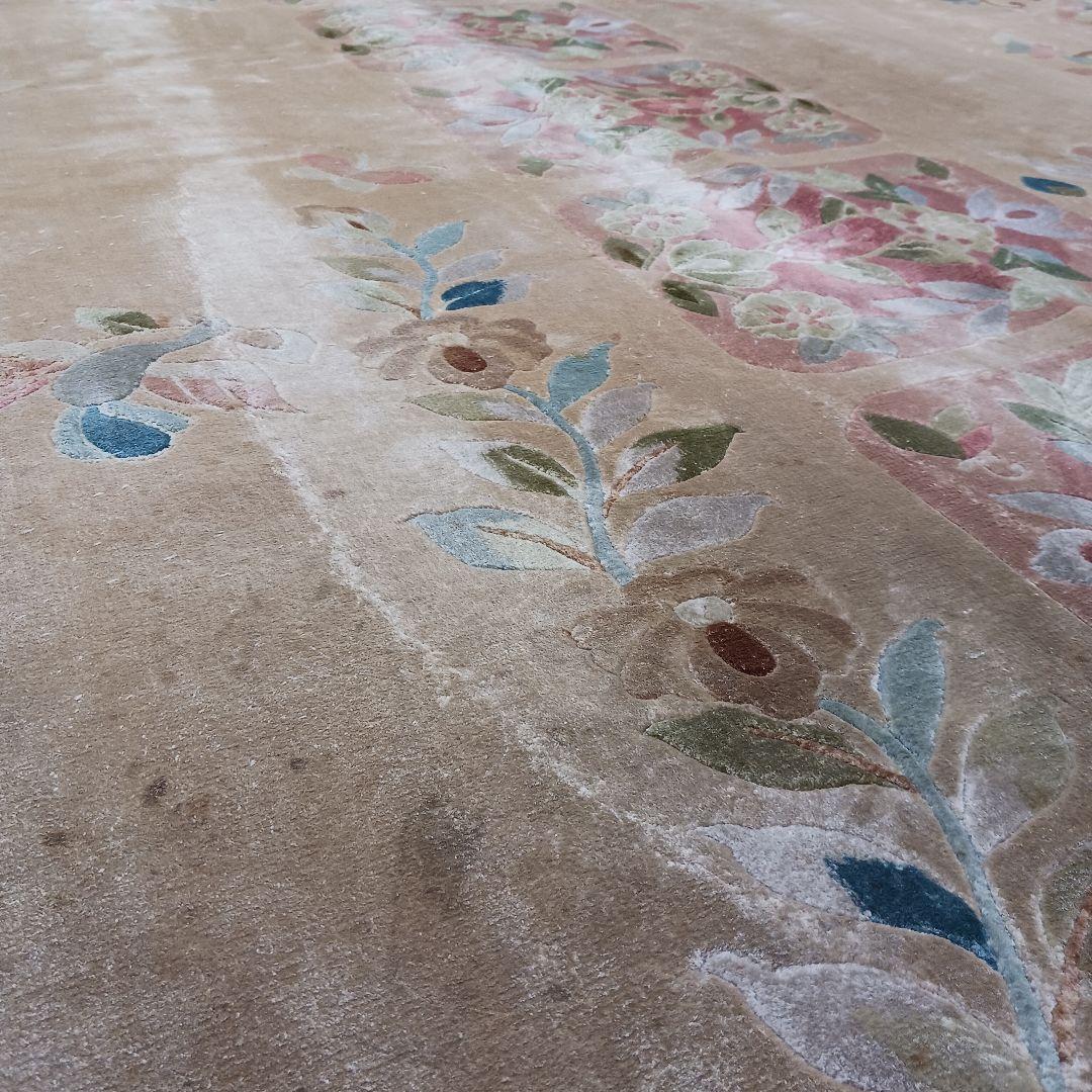 Y3281 中国段通 シルク100% 手織り スクエア 大判 262㎝