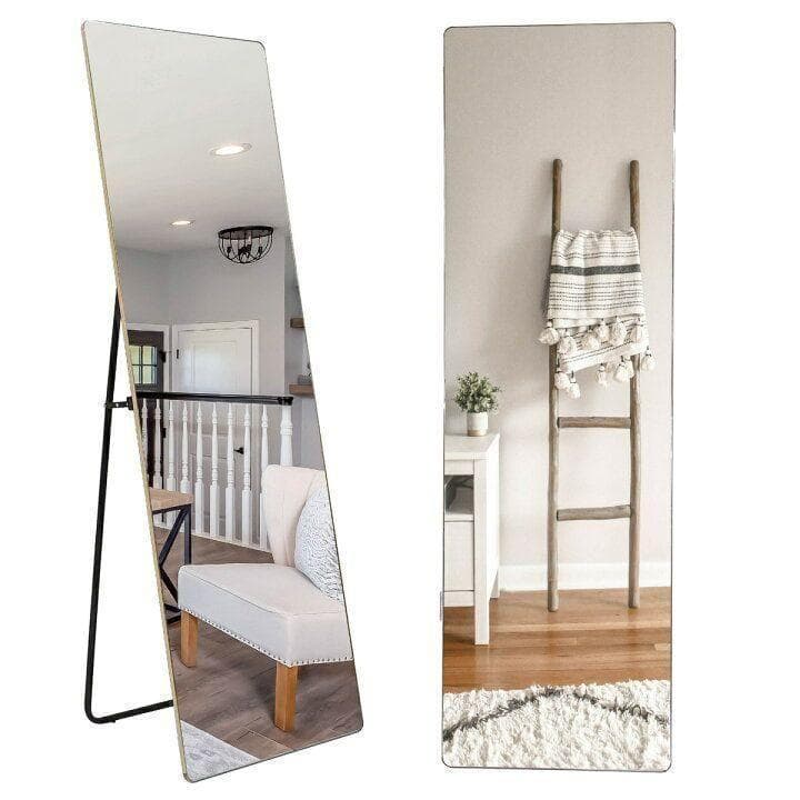 スタンドミラー 壁掛け 全身 鏡 姿見鏡 150cmx40cm 黒 R1520