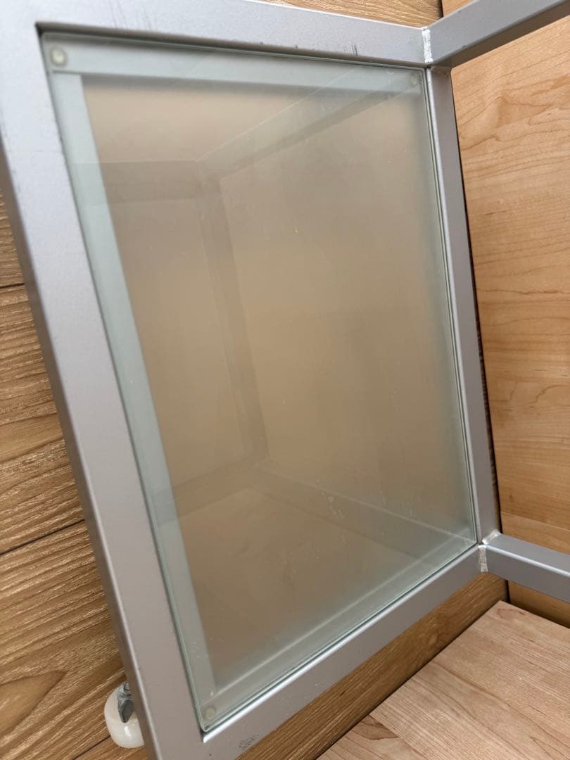 3段ガラススチールラック キャスター付き