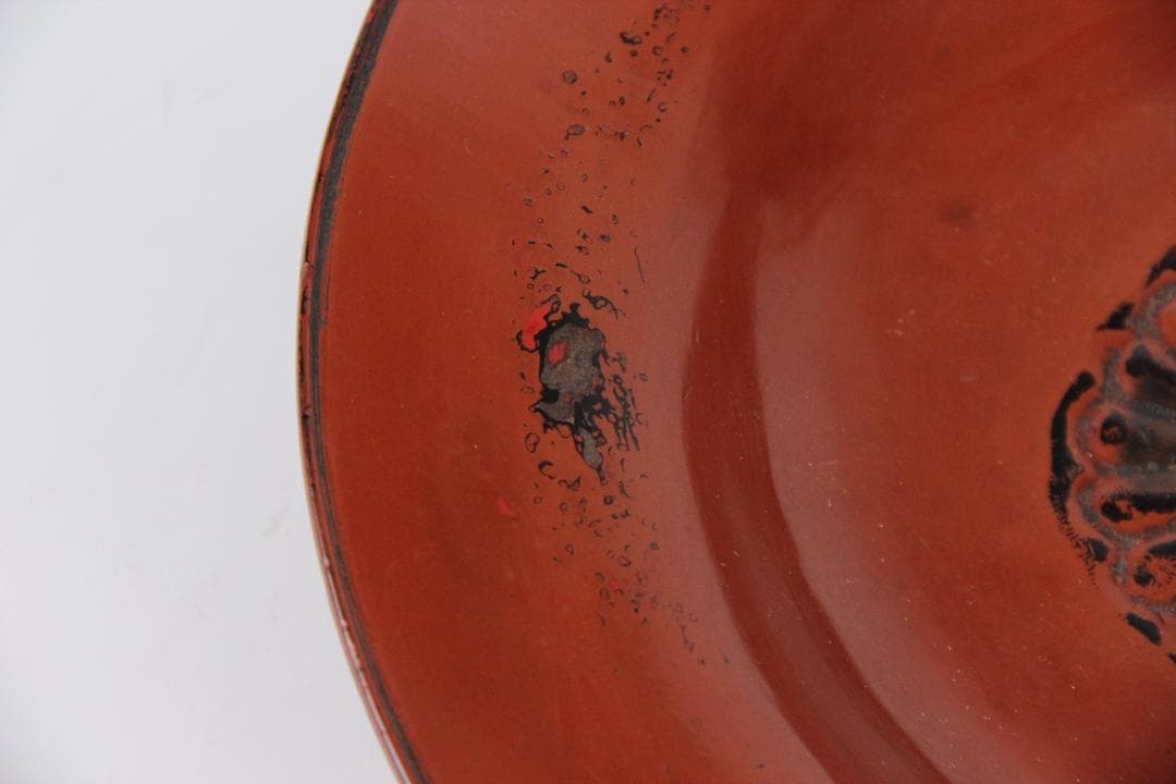 木製漆塗 根来 丸盆 煎茶盆 仏教美術 唐物 独酎盆 酒器盆 ED11-31