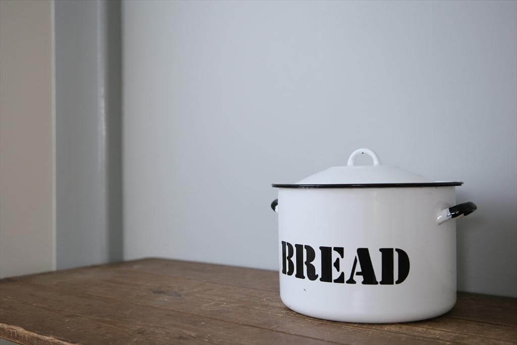 英国アンティーク琺瑯製ブレッド缶/ホーローキャニスター/米びつ(81-199-3