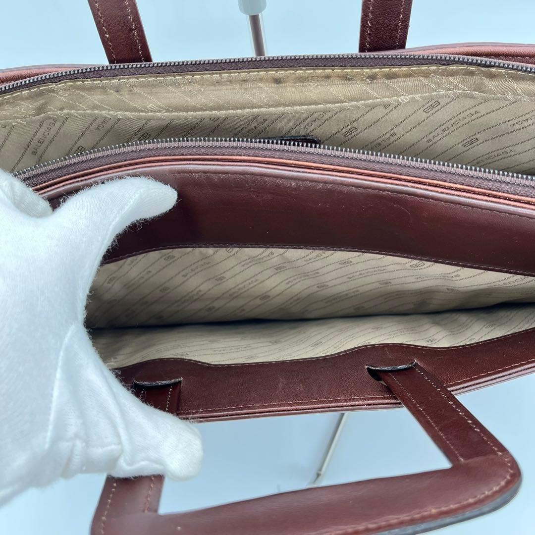 バレンシアガ ハンドバッグ ビジネスバッグ ロゴ型押し レザー 茶色 A4可能