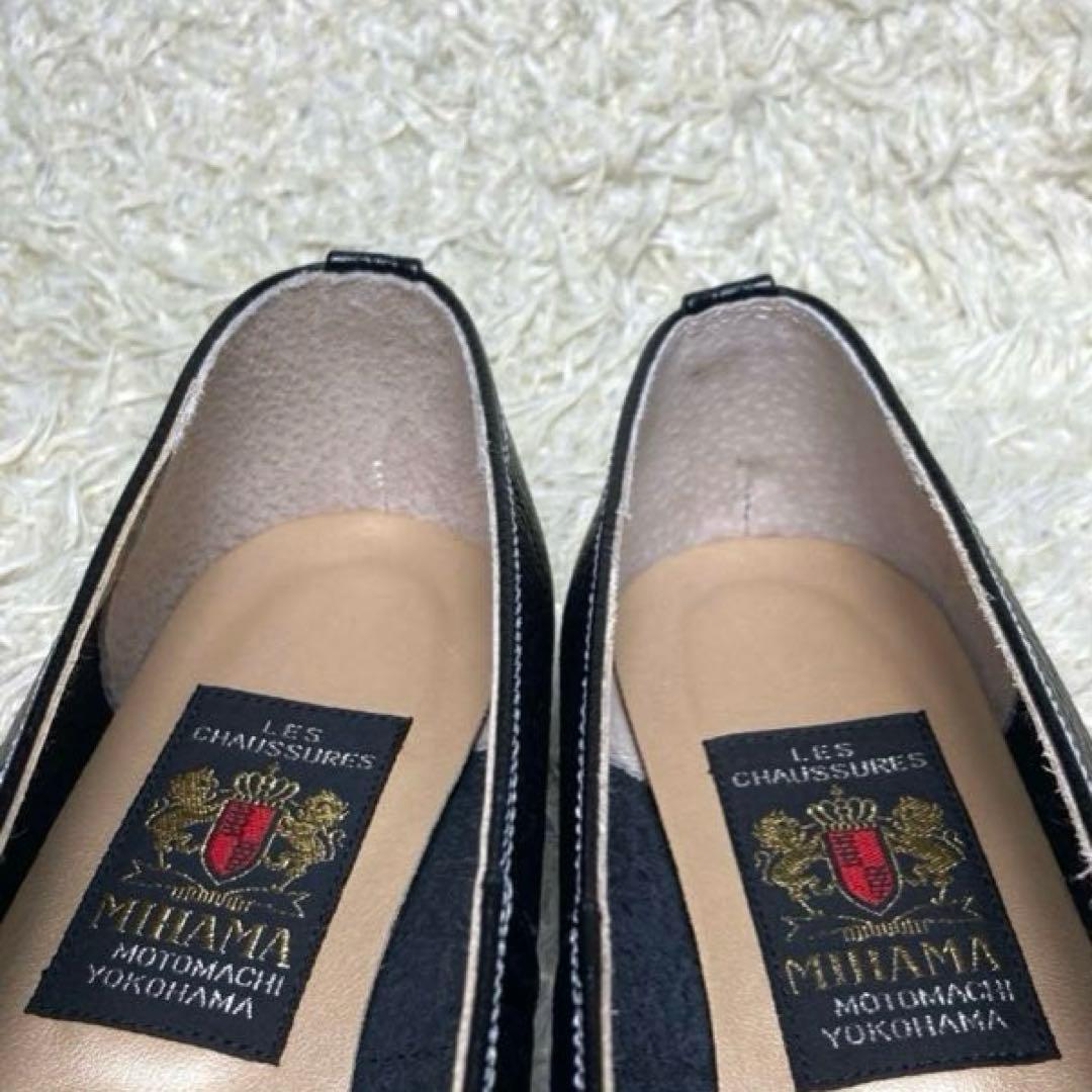 『未使用』MIHAMA ミハマ カッターシューズ リボン フラット パンプス　黒