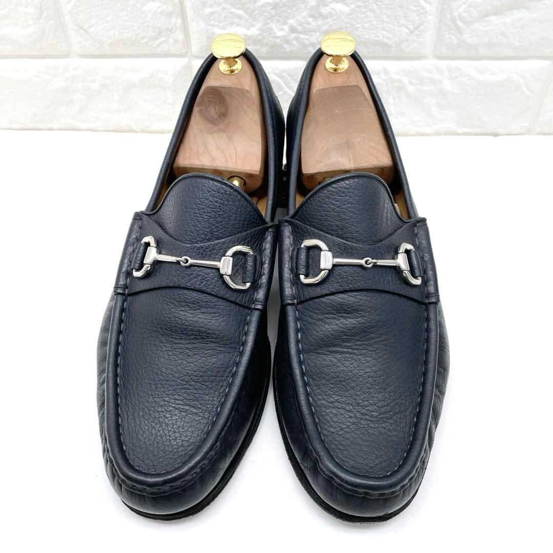 GUCCI グッチ ホースビット ローファー ネイビー レザー 28.5cm