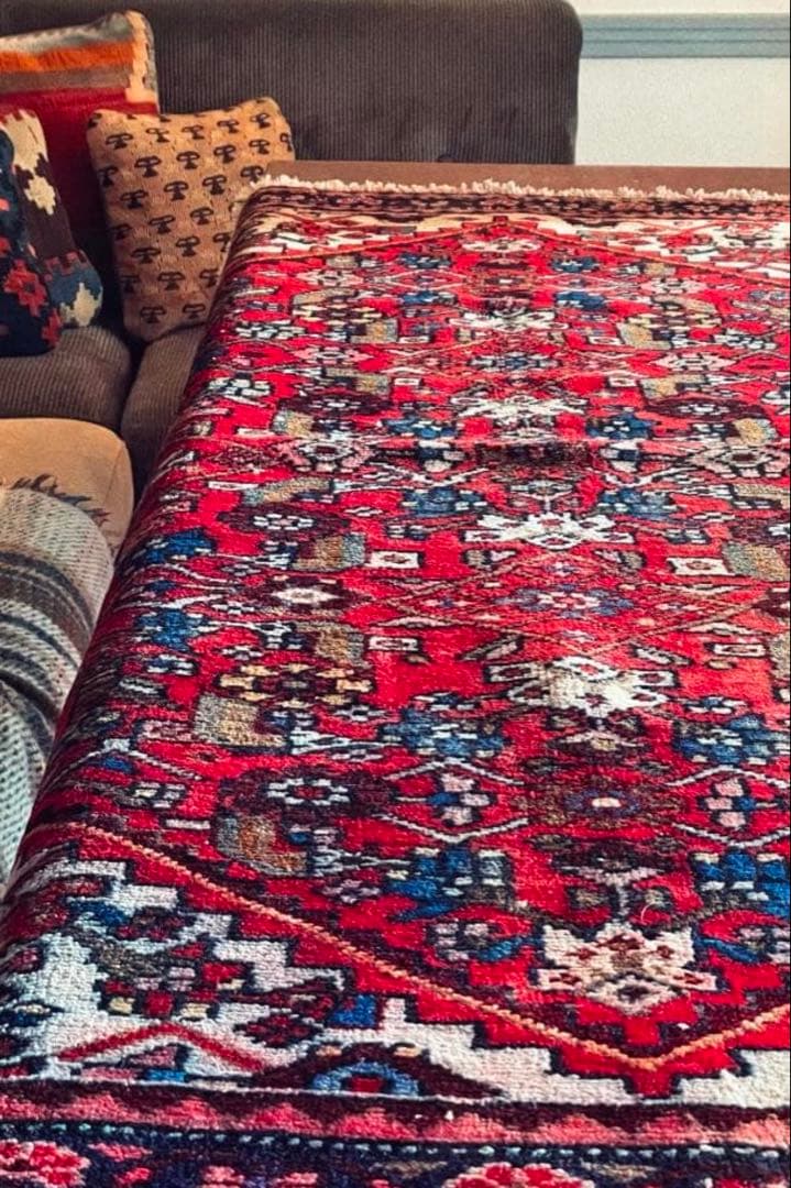 155×82〜90 アフガニスタン バルーチ族 手織りヴィンテージラグ 花と鳥