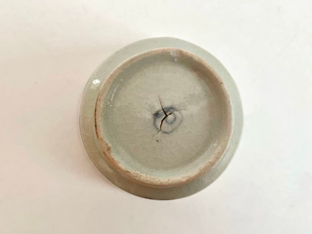 骨董　古伊万里　染付　草花文様　蕎麦猪口　高台付　縁共色直しあり