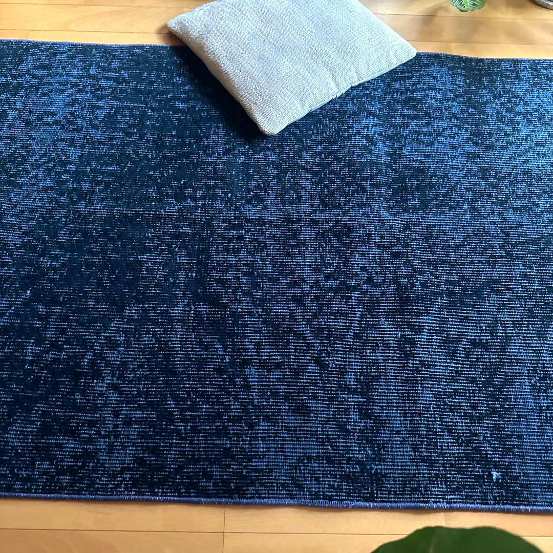 84×171 貴重藍色オーバーダイ　人気ワンカラー　トルコヴィンテージラグ