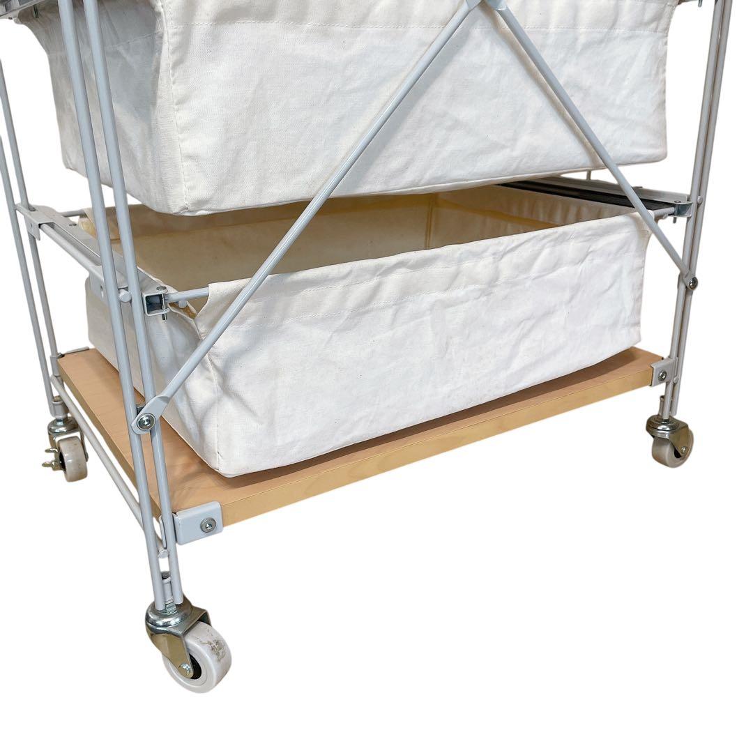 無印良品　スチールユニットシェルフ　4段帆布バスケット　木製天板　MUJI