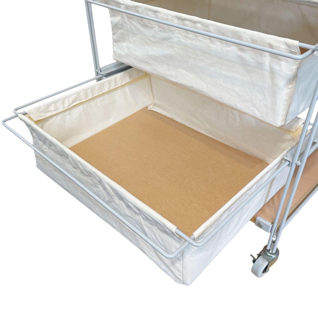 無印良品　スチールユニットシェルフ　4段帆布バスケット　木製天板　MUJI