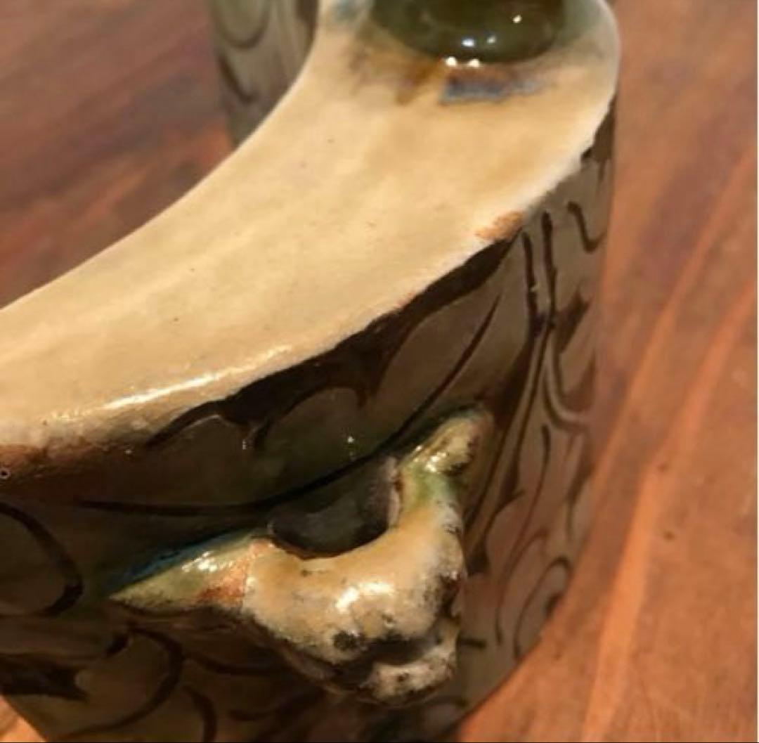 美品　抱瓶　焼物　沖縄　酒器　陶芸　飾りの持ち手が素敵な　丁寧なつくり