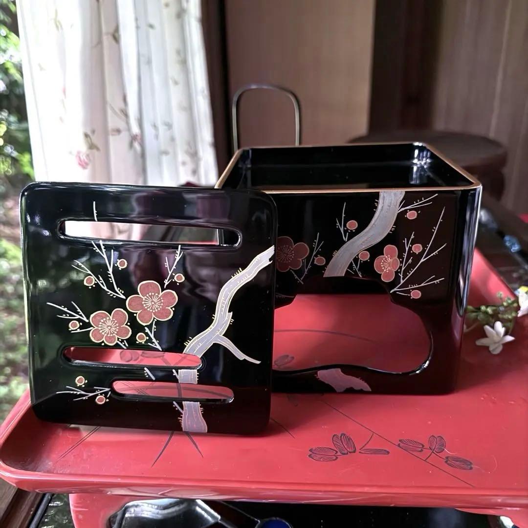 2192様感謝‼️JAPAN輪島塗お屠蘇器七つ揃い『松竹梅鶴』塗師松竹梅落款元箱入