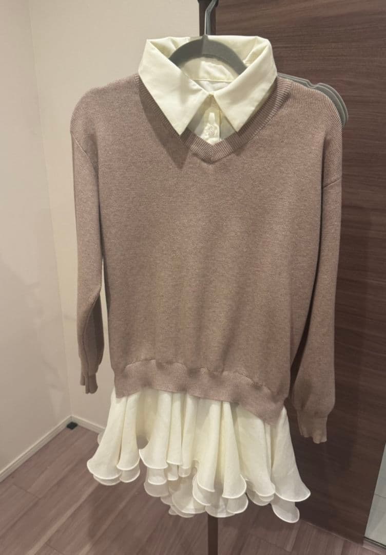 lilybrown シャツドッキングフリルミニワンピース