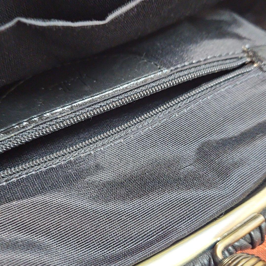 美品 Sybillaシビラ ハンドバッグ ワンショルダー がま口 レザー 黒