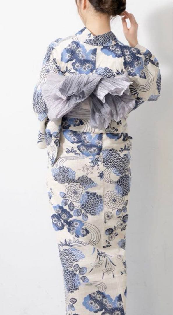 最終お値下げ！新品♪選べるレディース浴衣2点セット （浴衣＋帯）　青　水色　白