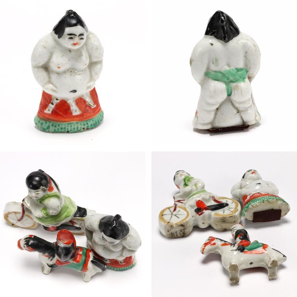 191B 磁器人形 力士 兵隊 女の子 当時物 昭和レトロ 高さ8.5㎝