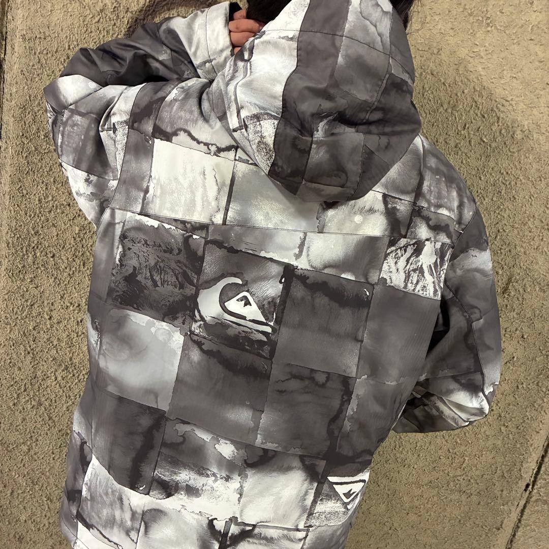 希少XL⭐︎クイックシルバー スノボーウェア マーブル模様ワンポイントロゴ 灰色