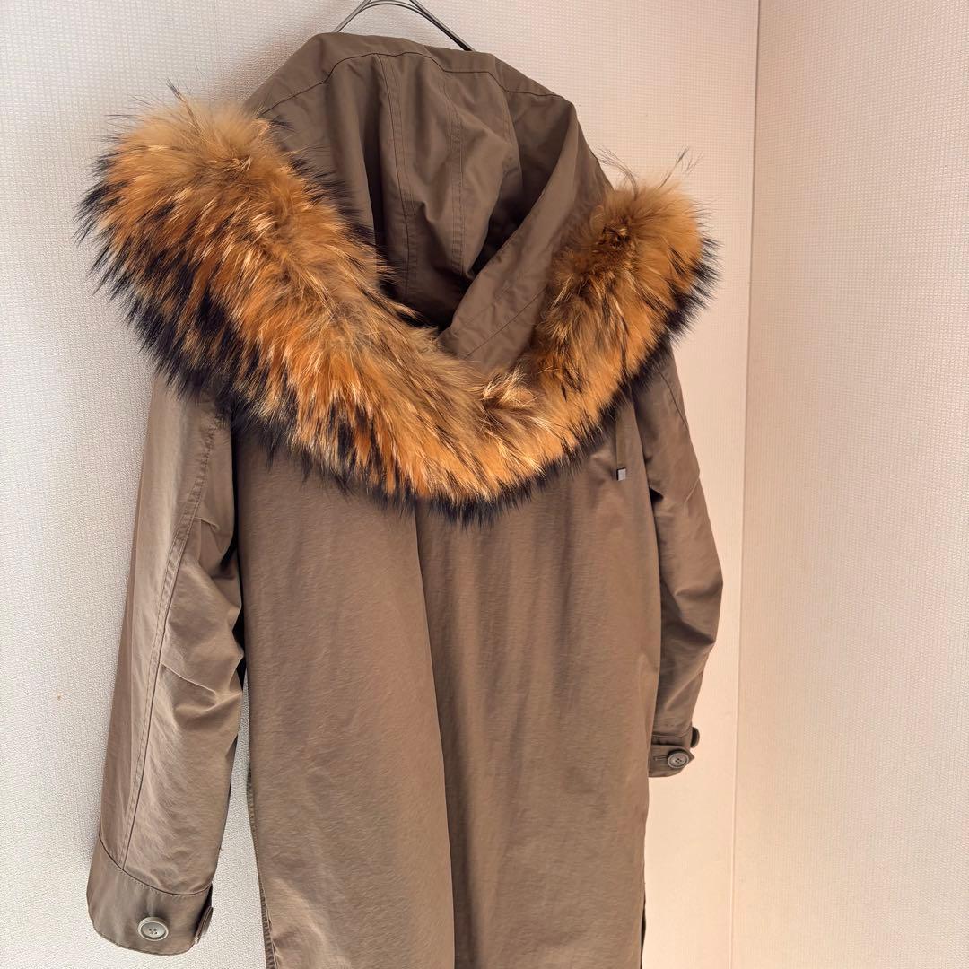 UPPER HIGHTS ベージュ ファー付きモッズコート　S