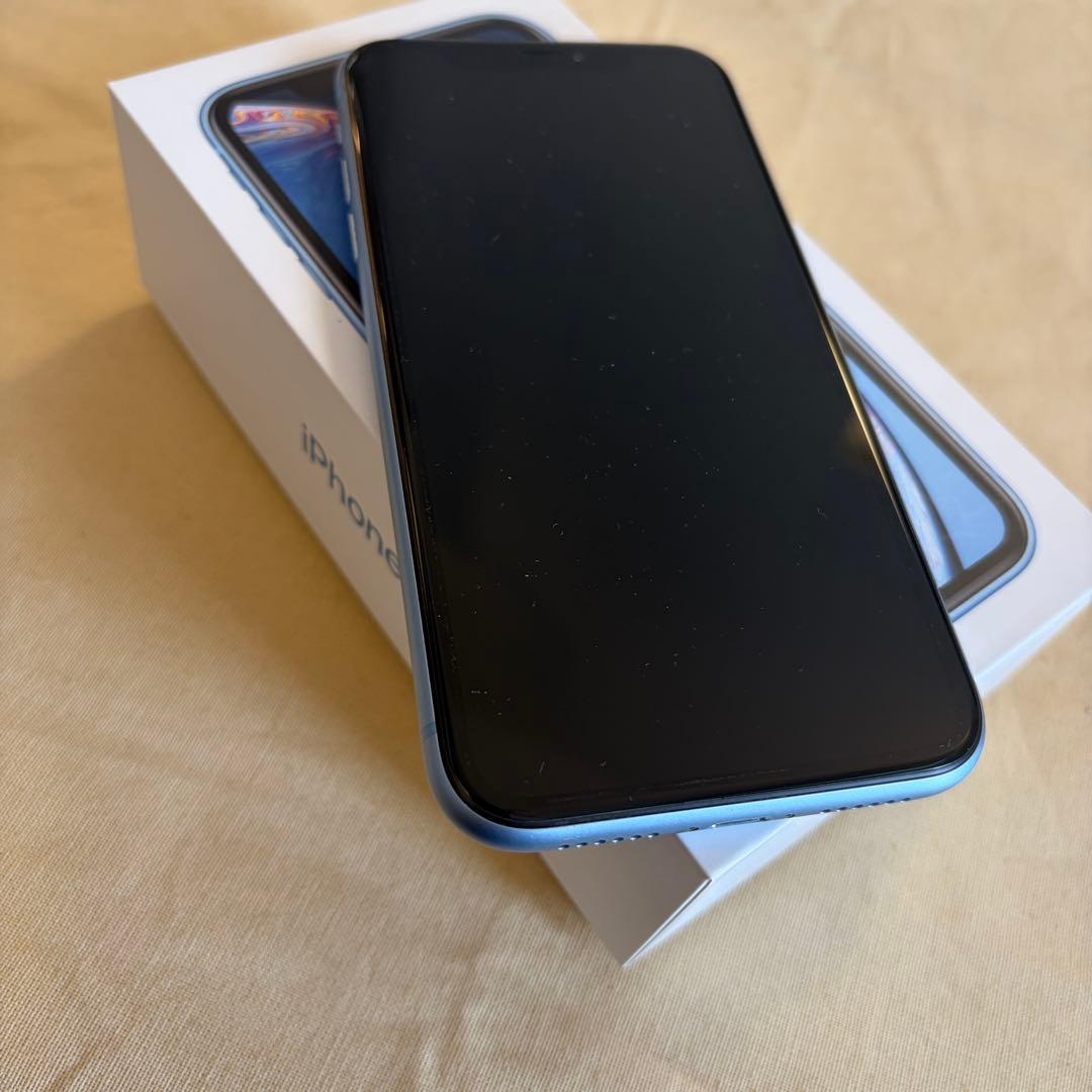 【美品】iPhone XR 128GBブルー SIMフリー 箱・保護ガラス付き