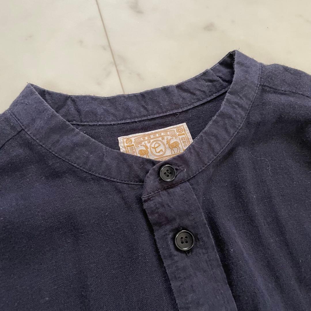 美品✨中川政七商店 リネン混シャツ ノーカラー ネイビー