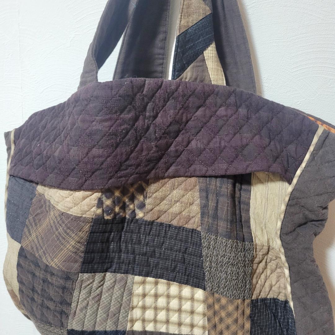 先染生地の創作バック　パッチワークバック　創作トートバック