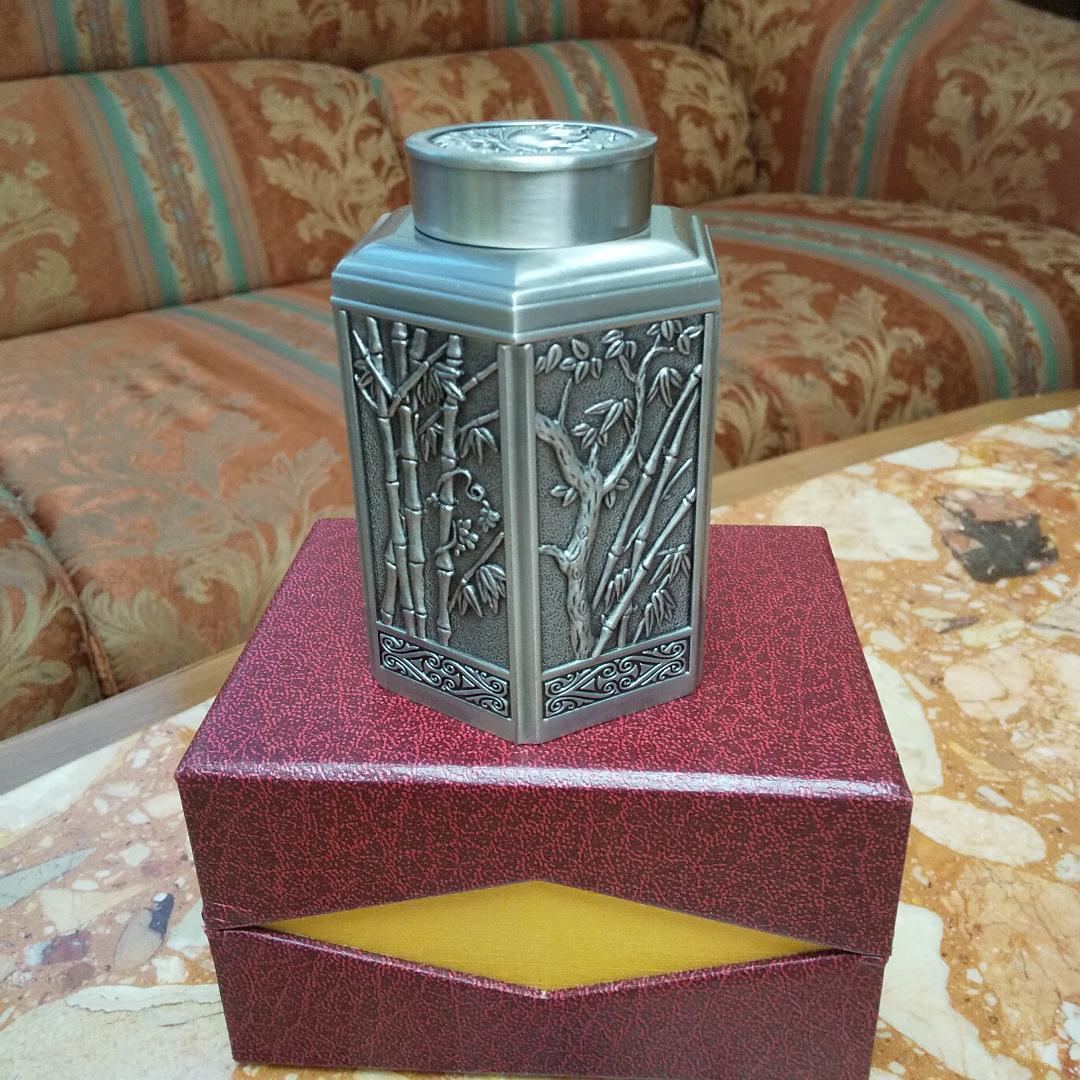 新品未使用 中国 茶葉入れ 鉄瓶 竹 笹 松