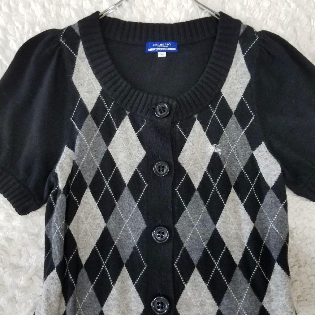 美品✨バーバリーブルーレーベル カシミヤ混ニットワンピース アーガイル柄 M